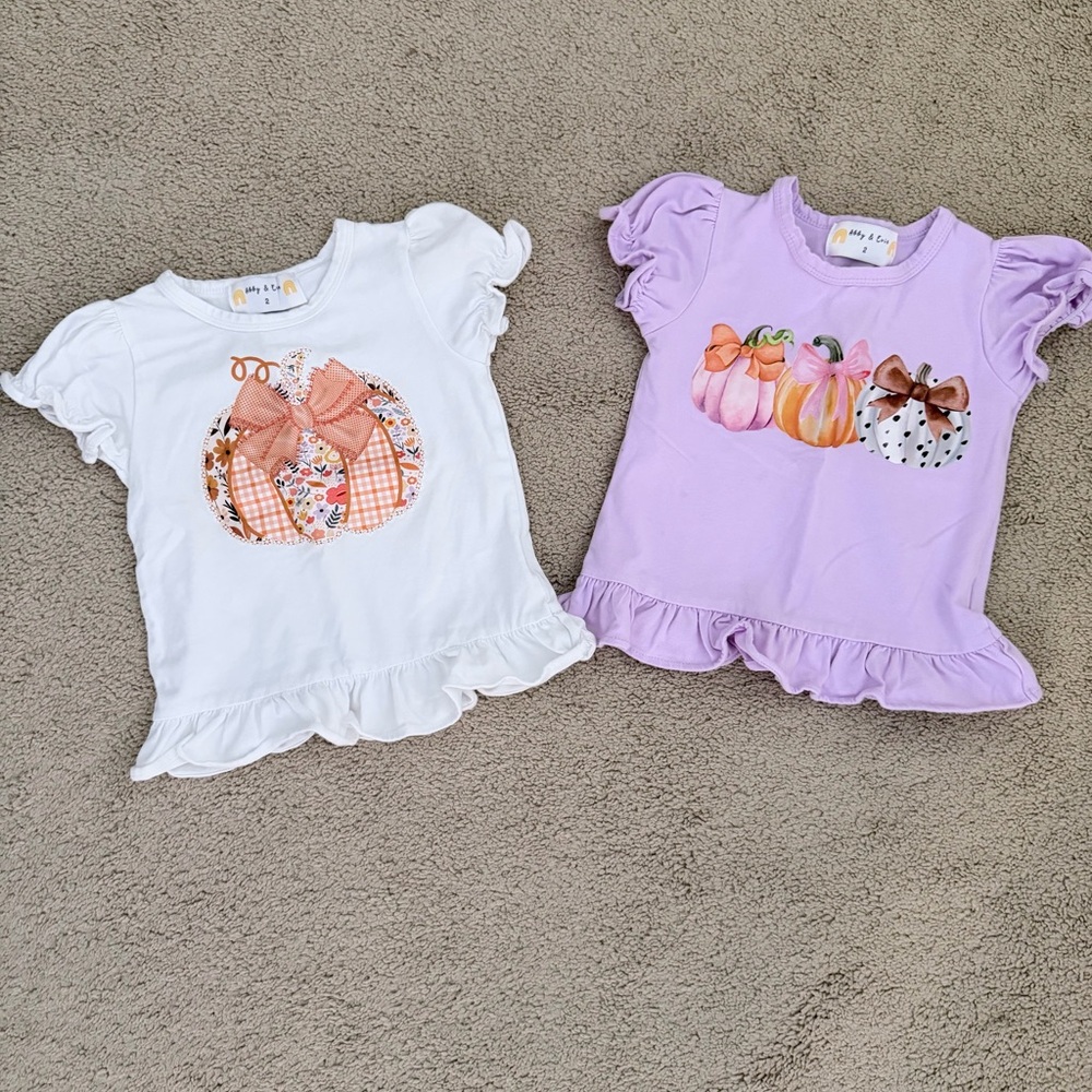 Abby & Evie Pumpkin Shirts